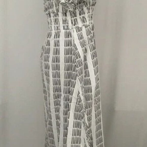 NEW MAEVE Womens Midi Dress White/Black Puff Sleeve Square Neck Smocked - Picture 5 of 8